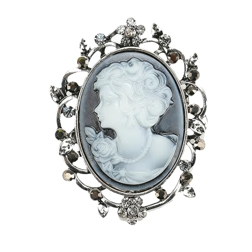 QLUYCKW Victorian Cameo Brooch Pin for Women Fashion Vintage Crystal