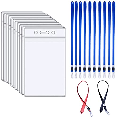 Tiuxiu 100 Piezas Tarjeta de Identificación,Estuche Para Tarjetas de Identificación Transparente Impermeable de Plástico Lanyard Con Gancho Giratorio Adecuado Para Empresas Fábricas Escuelas Cover