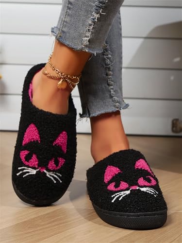 AZCHEN Cat Plush Cute Animal Slippers for Women Men Cozy House Warm Winter Fuzzy Indoor Adult Slippers3