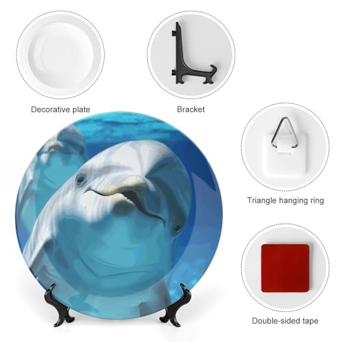 Plato decorativo Dolphin con sonrisa 7 pulgadas miniatura 3