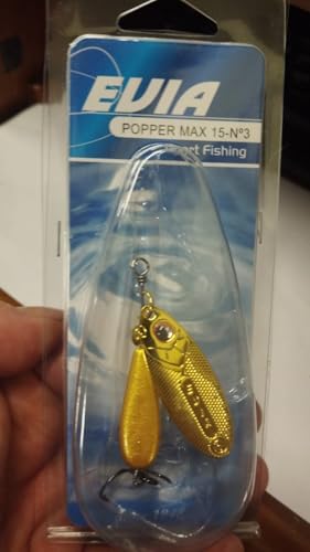 Cuillère à pêche Evia Popper 15 n3 leurre or carnassier - 4