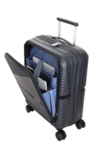 Image of American Tourister Cabin AIRCONIC2.0 SP 55 cm Small Front Opening Polypropylene (PP) Hard 8 Wheels Spinner Luggage /Suitcase /Trolley Bag for Travel (Black)
