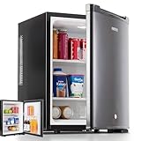 Arebos Mini Kühlschrank 40L | leise Minibar & Getränkekühlschrank | abschließbar mit LED & Temperaturregelung | kompakter Bürokühlschrank ohne Gefrierfach | Schwarz