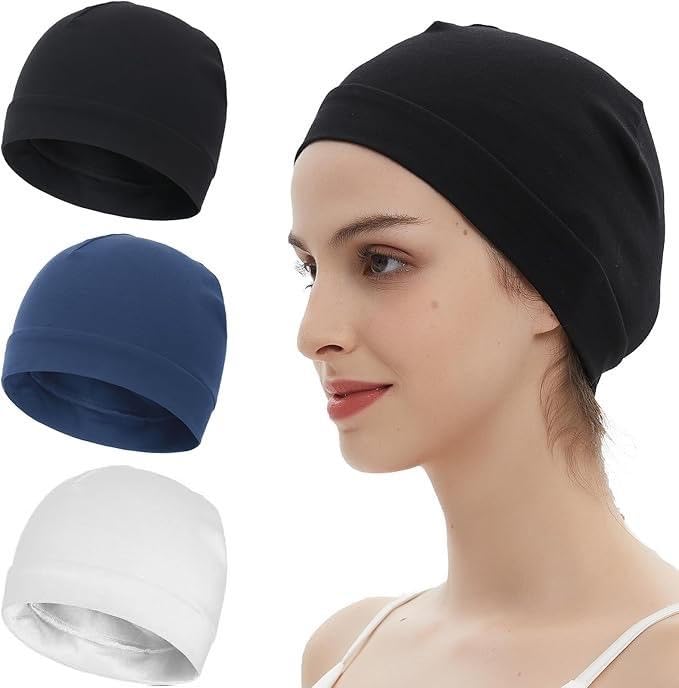 PAROPKAR 100% Cotton Blend Skull Caps, Lightweight Breathable Skull Beanie Sleep Cap Helmet Liner for Men Women