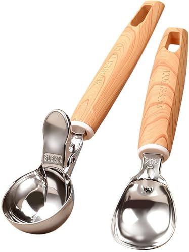 Tuyiutm ステンレススチール製のアイスクリームスクープ、丸型、プッシュ式、レストランや商業用のクリエイティブキッチンツール、家庭用の装飾キッチンツール、シンプル、アーチ型、多機能、持ち運びが簡単、耐久性、清潔、衛生的、錆びにくい、デザート作りの省力化