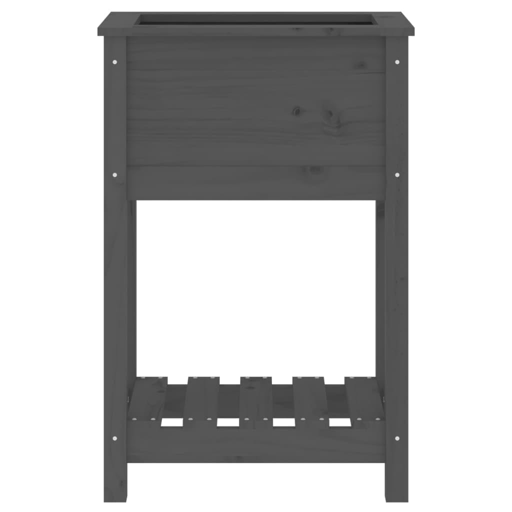 Hothingwell Blumenkasten mit Regal, Grau, 54 x 34,5 x 81 cm, Massivholz