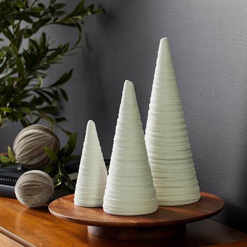 Image of Your Heart's Content Light Ivory Velvet Trees Set of 3 (Light Ivory)