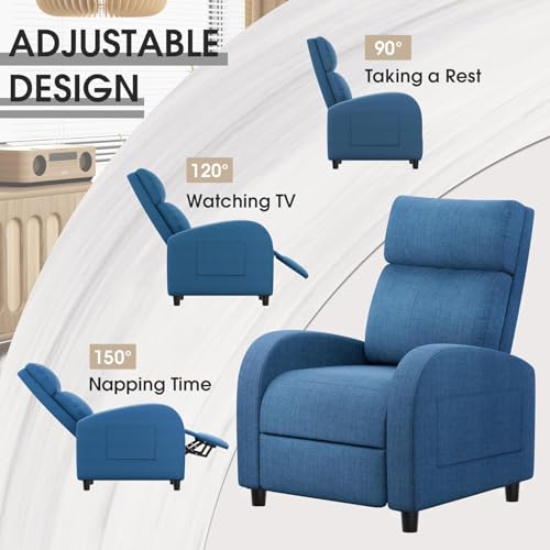 Image of Homall Recliner Chair, Recliner Sofa Fabric for Adults Dark Blue Recliners