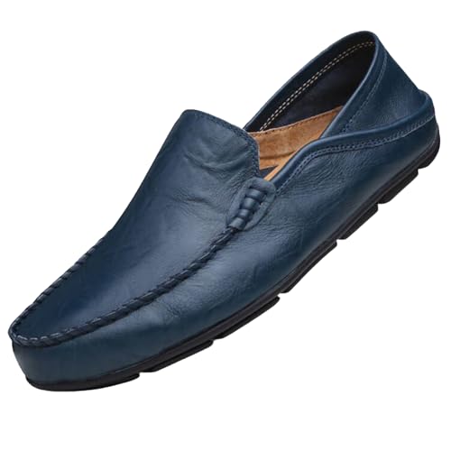Image of Go Tour Men's Premium Genuine Leather Casual Slip on Loafers Breathable Driving Shoes Fashion Slipper
