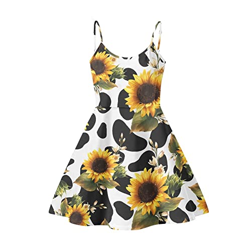 Image of Cozeyat Women Girls Summer Sleeveless Dress Casual Swing Beach Cover Up Knee Length Dresses,Large Size XS-4XL