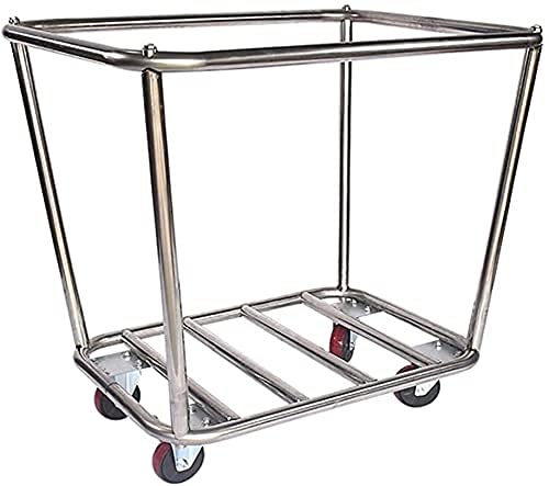 DFEDHF Kitchen Movable Trolleys Heavy Duty Hotel Laundry Sorter Basket Lobby Room Laundry Cart Trolley with Silent Wheels Detachable Bag and Stainless Steel Frame/Brown(Blue)