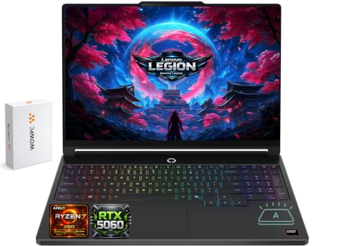 Image of Lenovo Legion 5a Gaming Laptop, AMD Ryzen 7 250, GeForce RTX 5060, 15.3 inch WQXGA (2560x1600) 165Hz OLED Display, 16GB DDR5 RAM, 1TB SSD, Wi-Fi 7, RGB Backlit, Win 11, Black, w /Portable 500GB Drive