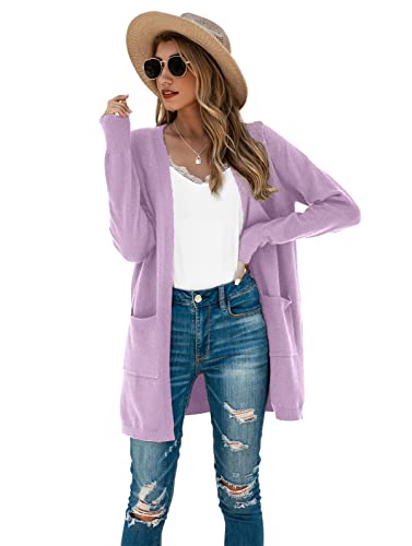 Image of TASAMO Cardigan Sweaters for Women Long Sleeve Open Front Casual Knit Fall Coat Oversized Soft Outwear with Pockets