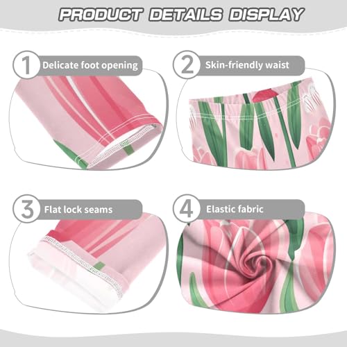 Toddler Girls Leggings Printed Yoga Pants Leggings Pink Tulip for Kids3