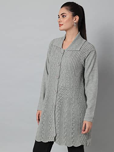 Image of eKools Women Wool Blend Banded Collar Cardigan