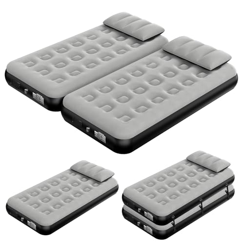La Mejor Selección de Camas hinchables , tabla con los diez mejores. 48 HEEDU Colchón Inflable Conectable con 2 Almohadas Inflable, Bomba Eléctrica Recargable Incorporada, Inflado y Desinflado Automático, Combinación Flexible, Colchón de Aire para...