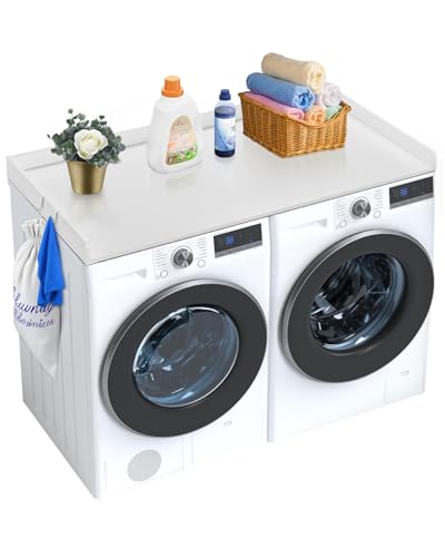 VEVOR Comptoir pour lave-linge et sèche-linge, 137x70 cm, surface de comptoir en bois, dessus résistant à l'eau, avec coussinets antidérapants, pour...