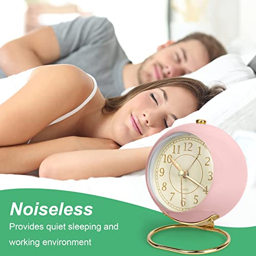 Image of Small Table Clocks, Classic Non-Ticking Tabletop Alarm Clock with Backlight, Battery Operated Desk Astronaut Clock with HD Glass for Living Room Bedroom Bedside Indoor Decor (Beige)