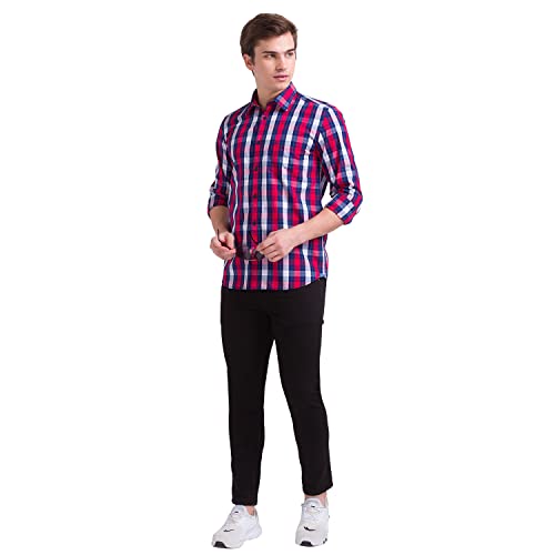 Image of Parx Men's Full Sleeve Slim Fit Dark Blue Casual Shirt