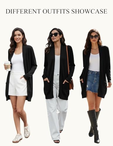 Image of GRACE KARIN Long Cardigan for Women Lightweight Open Front with Pockets | Oversized Cardigan Sweaters for Women, Soft Knit, Casual Fall Clothes, Layering Piece for Fall, Winter & Office Wear