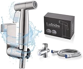 Handheld Bidet Sprayer for Toilet-Adjustable Water Pressure Control with Bidet Hose for Feminine Wash, LUFEIDRA Stainless Steel Brushed Nickel Cloth Diaper Bidet Toilet Sprayer