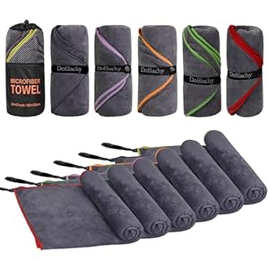 6 Pack Camping Towel – Camping Towels Quick Dry Towel Microfiber Travel Sports Towel for Camp Bath Beach Swim, Large 24” x 48”