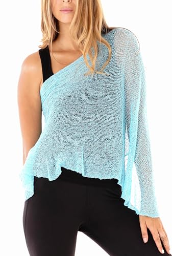Image of SHU-SHI Womens Sheer Knit Poncho Shrug Lightweight Cover Up One Size Fits Most
