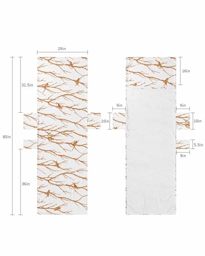 Orange Branches Birds Beach Lounge Chair Towel Cover, Soft Chaise Lounge Towel with Side Pockets Patio Pool Chairs Cover for Beach/Pool Sunbathing 29x85 Contemporary Abstract Silhouette