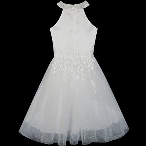 Sunny Fashion Flower Girls Dress Lace Sequins Sparkling Wedding Bridesmaid3