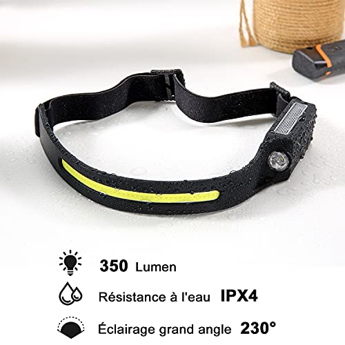 ACELIFE Stirnlampe wiederaufladbar, COB Bewegungssensor Stirnlampe Taschenlampe, IPX4 Wasserfeste LED Stirnlampe mit… – Bild 6
