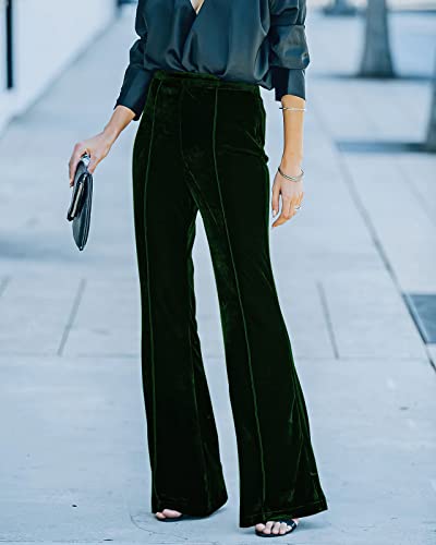 Viatabuna Velvet High Waist Pants for Women Flare Wide Leg Palazzo Pants Casual Bell Bottoms Long Trousers Streetwear2