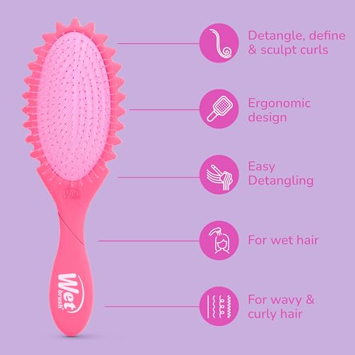 Image of Wet Brush Curl Shaper Detangler Brush, Pink, Curl Defining for Curly and Coily Hair Types, IntelliFlex Bristles Detangle for Frizz-Free Shaping, Made for Women, Men & Kids