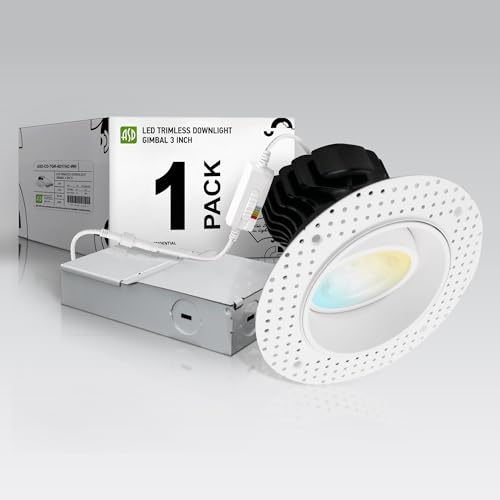 ASD Trimless 4 Inch Gimbal LED Recessed Light, 17W 120V