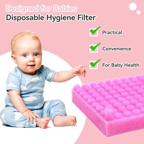 Replacement for NozeBot Nasal Aspirator Hygiene Filter, 180 Packs Baby Nose Cleaner Filters Comes with Baby Nose Cleaning Tweezer, Purple