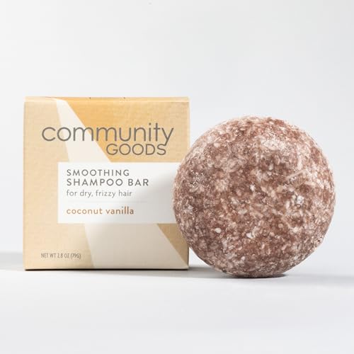 Community Goods Natural Shampoo Bar Coconut Vanilla Shampoo Bar for Dry Hair | pH Balanced, Color Safe | SLS-Free, Plastic-Free, Cruelty-Free, Vegan | Coconut Oil, Shea Butter, Cocoa Butter