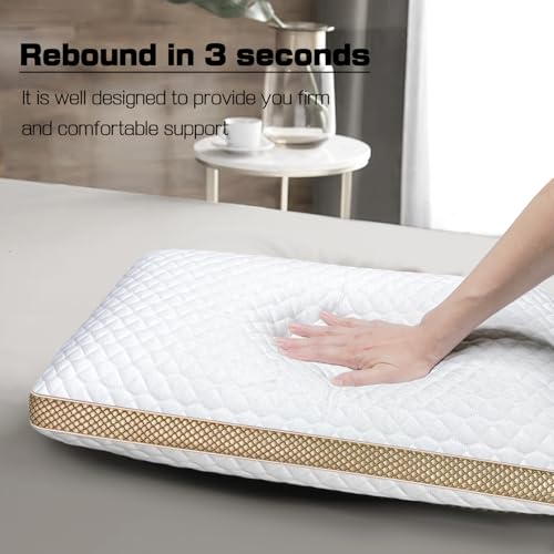 Sofslee Memory Foam Pillows Standard Size, Medium Firm Pillow for Sleeping, Orthopedic Bed Pillow for Side, Back Sleepers, Ventilated Gel Foam Pillow with Washable Cover, 23.6" x 15.7"x 5.1" - image 5