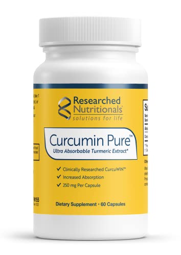 Researched Nutritionals Curcumin Pure - Clinically Researched Curcumin Extract, 46x More Absorbable Than Traditional Turmeric Extract (60 Vegan Turmeric Capsules)