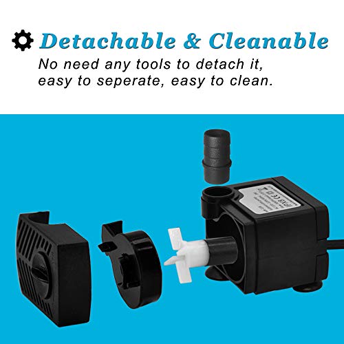 Domica FR-PPU12-188 90 Gph Mini Submersible Pump, Small Fountain Pump (5W 350L/H) For Water Feature, Aquariums thumb #2