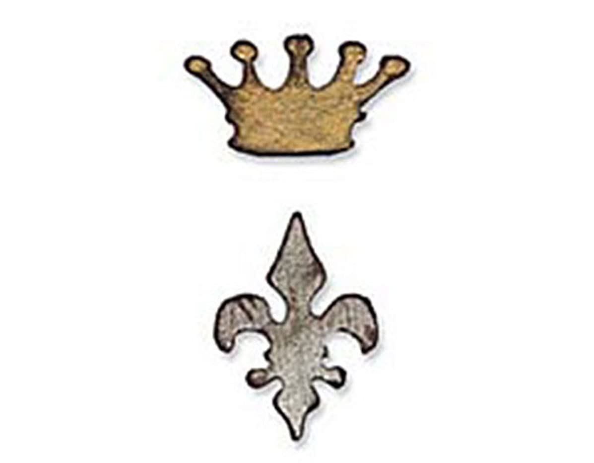 657210 Movers & Shapers Magnetic Die Set, Mini Crown & Fleur Set by Tim Holtz, 2-Pack, Multicolor
