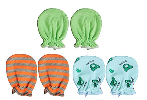 Image of Cotton Mittens Combo Pack for Newborn Baby Girls & Boys