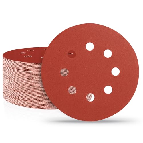 Image of 100 PCS 5 Inch Sanding Discs 240 Grit, 8 Hole Aluminum Oxide Hook and Loop Round Sandpaper for Random Orbital Sander