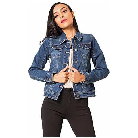 Simply Chic Women's Denim Jacket Large Sizes (L-4XL) Transition Jacket Wash Effect Plus Size Denim Jacket - - XL Cover