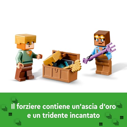 Minecraft L'Armeria Giocattolo - Include un Portale del Nether e i Personaggi di Alex e del Fabbro con Ascia d'Oro, Spade e Scudi - Regalo per Gamer, Bambini e Bambine da 7 Anni in su - 21252 - Lego - Immagine 7