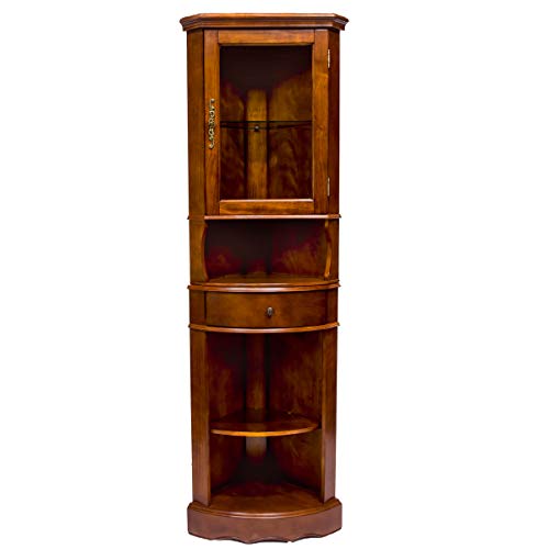 All Things Cedar LY06 Corner Curio Cabinet, Cherry