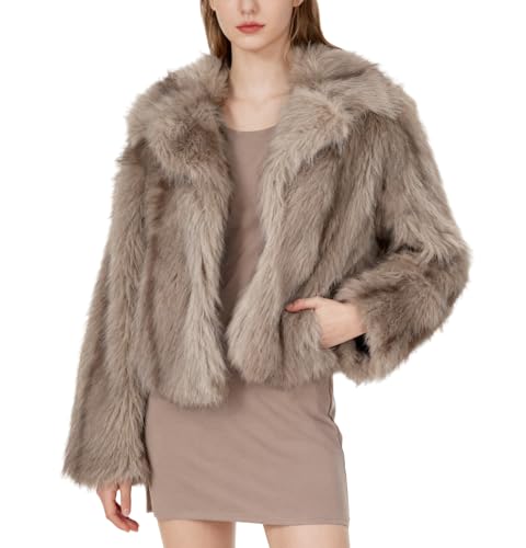 pellicce corte Amazhiyu Cappotto di pelliccia da donna in pelliccia sintetica