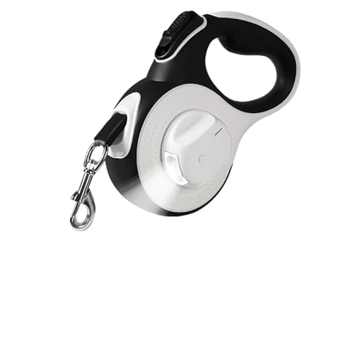 WEZANHI 伸縮式犬用リード、ロング、自動巻き、テディベア用、屋外用、LEDライトリング付き、長さ3m/5m、ホワイト、ブルー、グレー、パープル