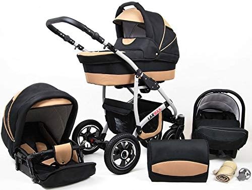 Lux4Kids 3 in 1 Combi pram Pushchair Stroller Complete Set with car seat  Isofix Larmax Black \u0026 Beige 3in1 with Baby seat : Amazon.co.uk: Baby  Products