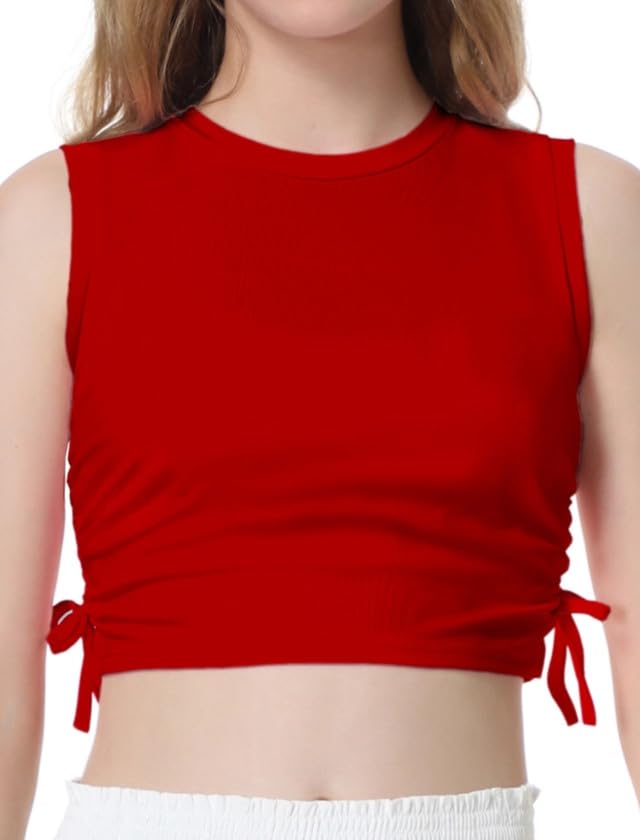 Image of EXARUS Girls Crop Tank Top Dance Hip Hop Outfits Cheer Cropped Top | Kids Tween Youth Summer Athletic Dance Convention Fitted Gymnastics Sleeveless Clothes