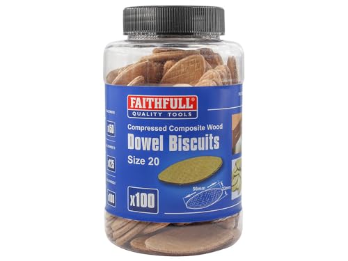 Faithfull Wood Joining Biscuits for Woodworking & Joinery- No.20 (Tub of 100)