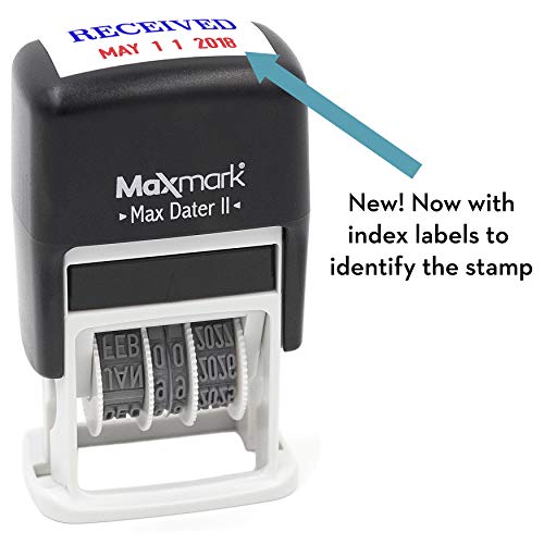 Maxmark Self-Inking Rubber Date Office Stamp With Received Phrase Blue Ink & Date Red Ink (Max Dater Ii), 12-Year Band #TOP2